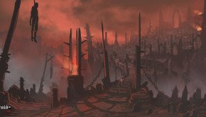 Hellraid concept art depicts a surreal, twisted Hell