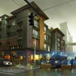 Infamous: Second Son Concept Art illustrates futuristic Seattle