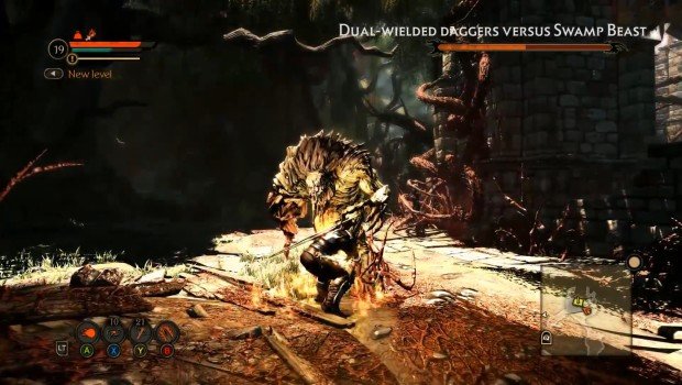Dual-wielding daggers, two-handed sword shown in Bound by Flame Combat Gameplay