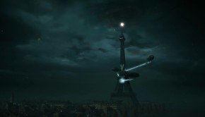 Eiffel Tower_zeppelin_Arno shoots down planes, evades trains in this Assassin's Creed: Unity trailer